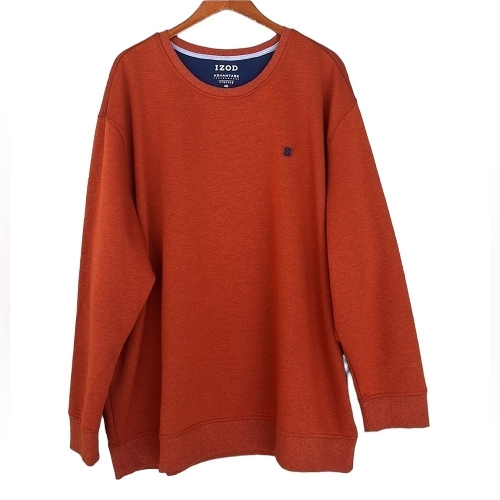 IZOD Men’s Crewneck Sweatshirt Burnt Orange Performance Stretch 4XL NWT